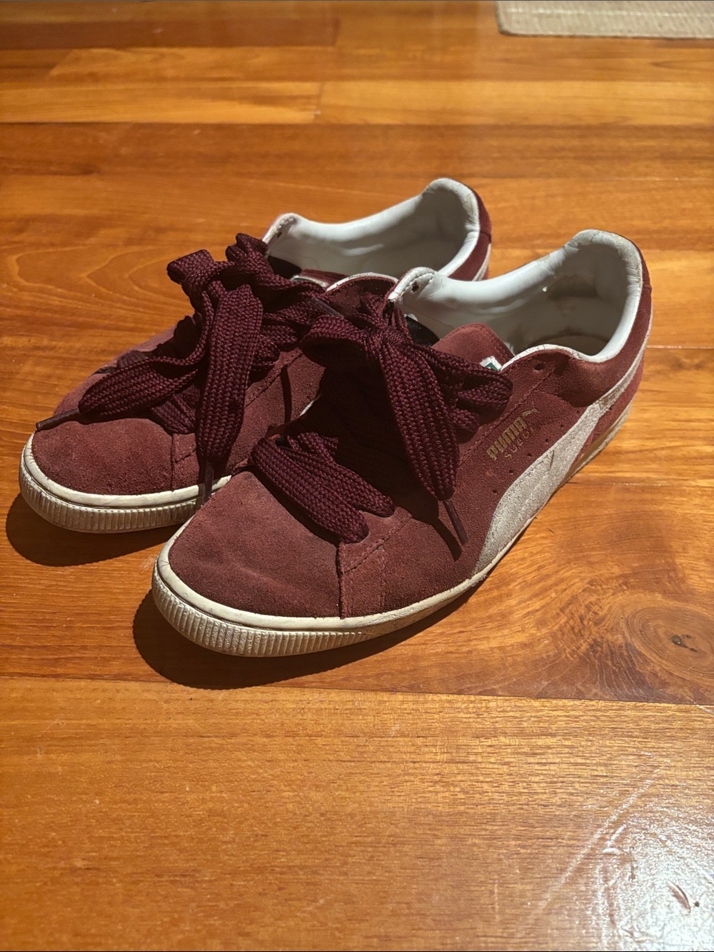 Puma Suede Classic Burgundy / Maroon w/ Fat Laces (Men's US 9)